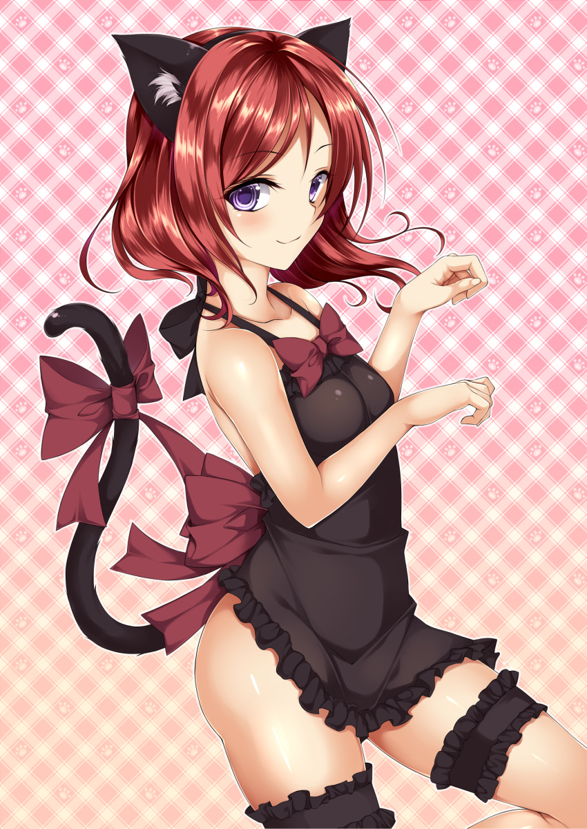 1girl, absurdres, animal_ears, apron, blush, cat_ears, highres, kemonomimi_mode