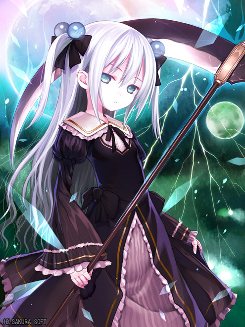 1girl, blue_eyes, duel_bahamut, gothic_lolita, hair_bobbles, hair_ornament, hibanar, lolita_fashion