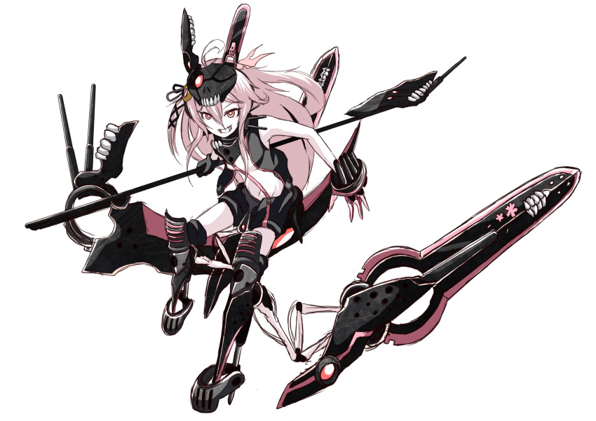 1girl, ahoge, crescent_hair_ornament, dark_persona, hair_ornament, highres, kantai_collection, long_hair