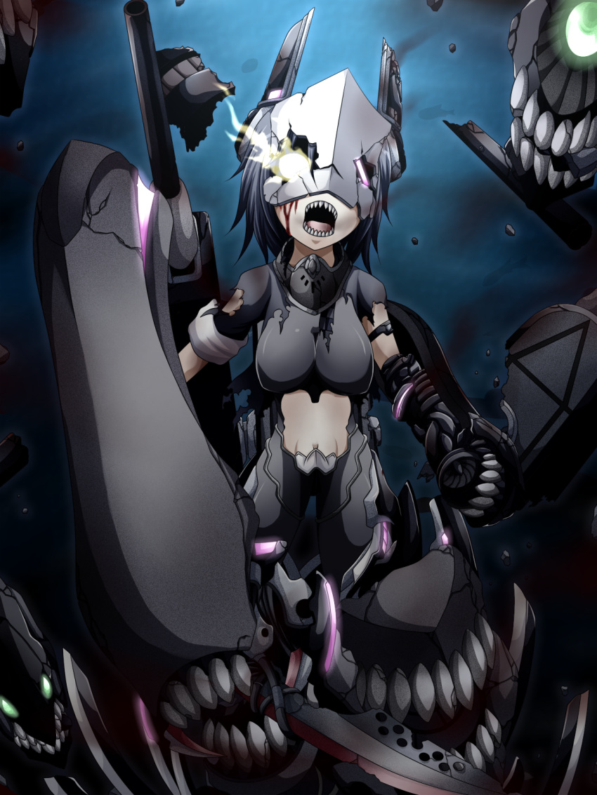 1girl, black_hair, breasts, chi-class_torpedo_cruiser, chi-class_torpedo_cruiser_(cosplay), cosplay, dark_persona, eyepatch