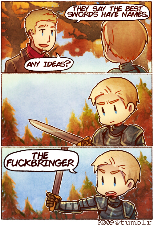 2boys, 3koma, a_song_of_ice_and_fire, armor, brienne_of_tarth, comic, jaime_lannister, kataro