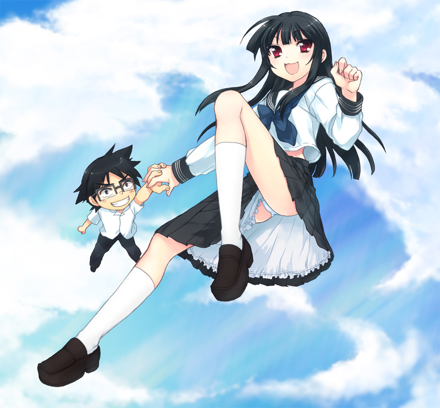 arashiyama_sayoko, mani, natsu_no_arashi, natsu_no_arashi!, school_uniform, serafuku, skirt, yasaka_hajime