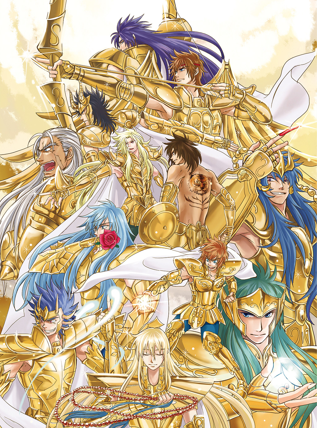aquarius_degel, aries_shion, armor, back_tattoo, cancer_manigoldo, cape, capricorn_el_cid, full_armor