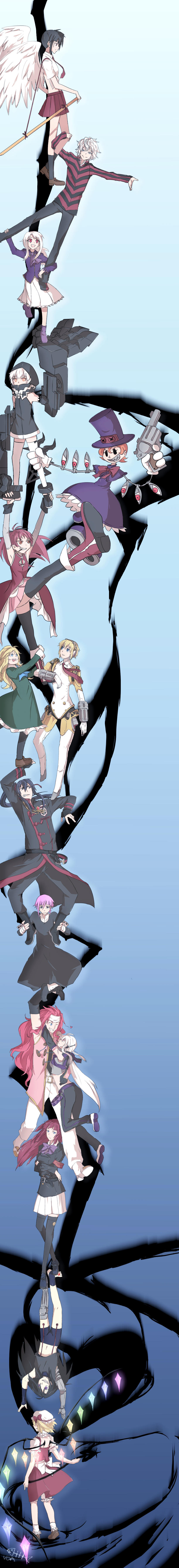 absurdres, aegis, androgynous, android, black_rock_shooter, blonde_hair, blue_eyes, crona_(soul_eater)