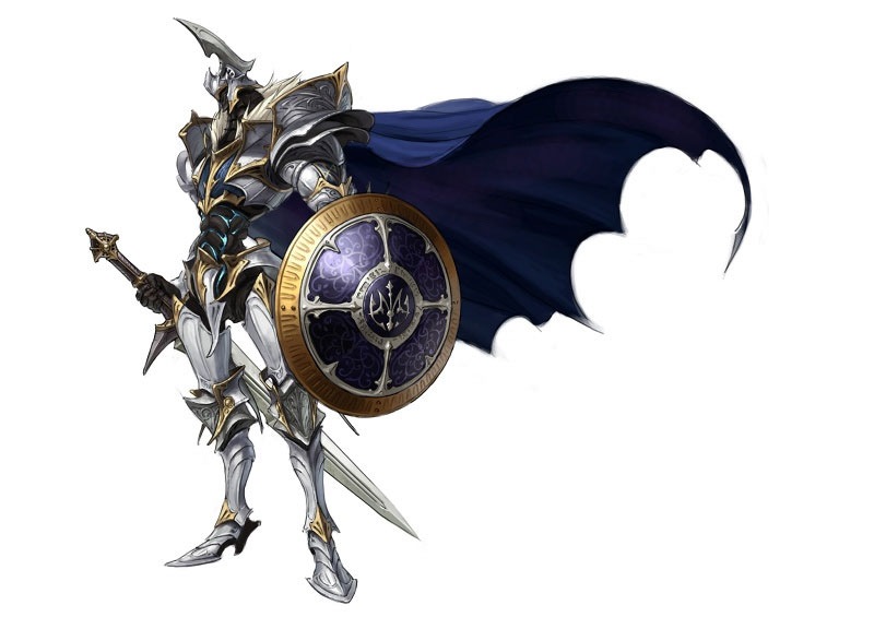 cape, official_art, shield, shirokishi_monogatari, sword, weapon, white_knight, white_knight_chronicles