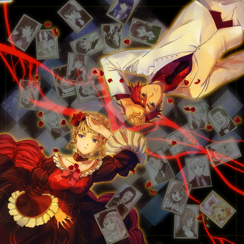 blonde_hair, blue_eyes, dress, eva_beatrice, frederica_bernkastel, hair_bobbles, hair_ornament, highres, kaisen, kanon_(umineko), lambdadelta, lying, nanjou_terumasa, ronove, shannon, umineko_no_naku_koro_ni, ushiromiya_ange, ushiromiya_battler, ushiromiya_george, ushiromiya_hideyoshi, ushiromiya_jessica, ushiromiya_kinzo, ushiromiya_kinzou, ushiromiya_krauss, ushiromiya_kyrie, ushiromiya_maria, ushiromiya_natsuhi, ushiromiya_rosa, virgilia
