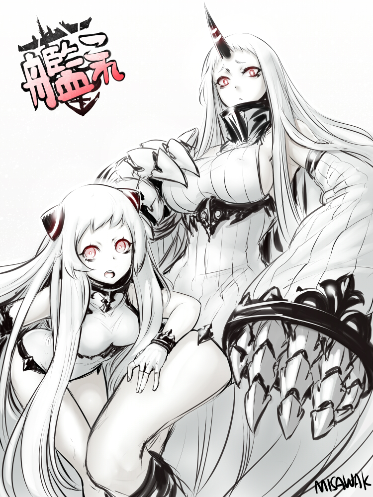 <ro, airfield_hime, detached_sleeves, horn, horns, kantai_collection, long_hair, pale_skin