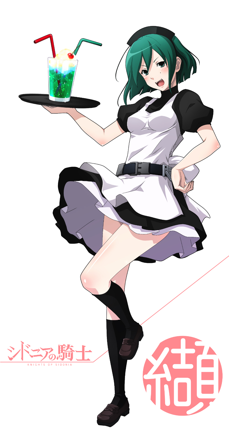 blush, green_eyes, green_hair, highres, maid, midorikawa_yuhata, short_hair, sidonia_no_kishi