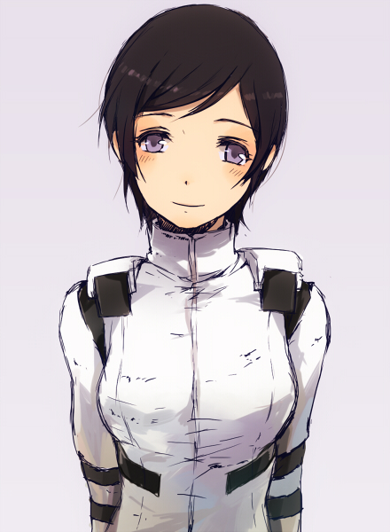 1girl, black_hair, blush, hibiki_(bagawa), shinatose_izana, short_hair, sidonia_no_kishi, smile