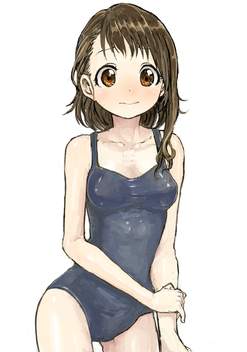 1girl, brown_eyes, brown_hair, gaihan_umeboshi_mitchell, highres, nisekoi, onodera_kosaki, school_swimsuit