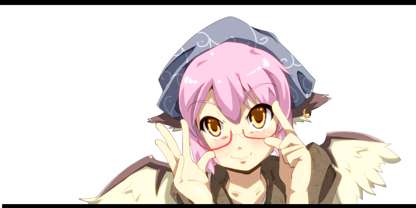 animal_ears, bespectacled, earrings, glasses, head_scarf, jewelry, kurosumasaru, mystia_lorelei