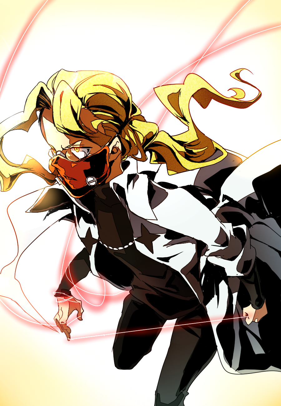 1boy, androgynous, blonde_hair, glasses, highres, iori_shirou, kill_la_kill, labcoat