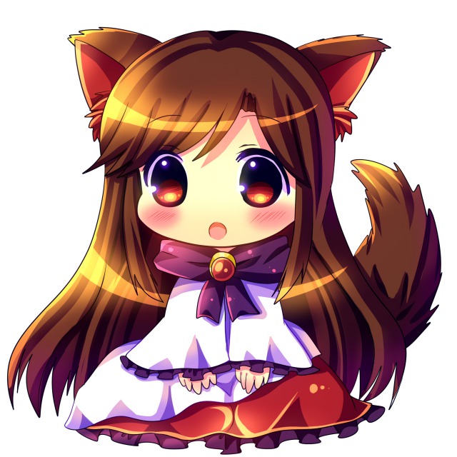 1girl, animal_ears, blush, broken, brooch, brown_hair, chibi, chocolat_(momoiro_piano)