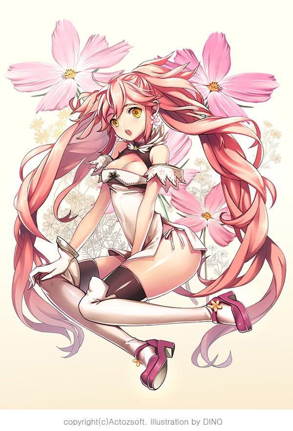 1girl, bare_shoulders, black_legwear, breasts, cleavage, cleavage_cutout, covered_navel, dino_(trexsilence)