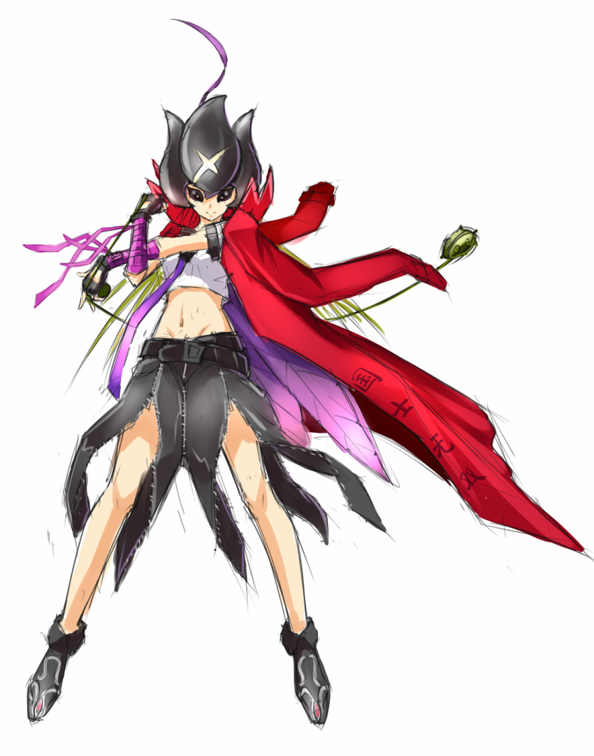 1girl, banchoulilimon, belt, black_eyes, boots, buckle, cape, digimon