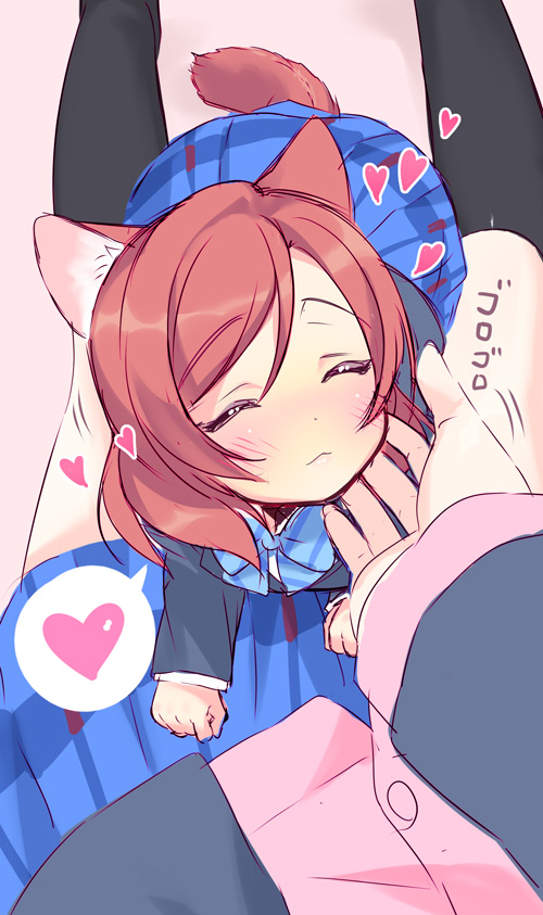 2girls, _eyes, animal_ears, cat_ears, cat_tail, chin_tickle, closed, love_live!_school_idol_project