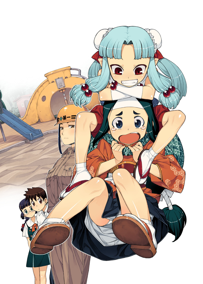 bad_id, black_hair, blue_eyes, blue_hair, brown_eyes, brown_hair, chikaishi_chisato, glasses