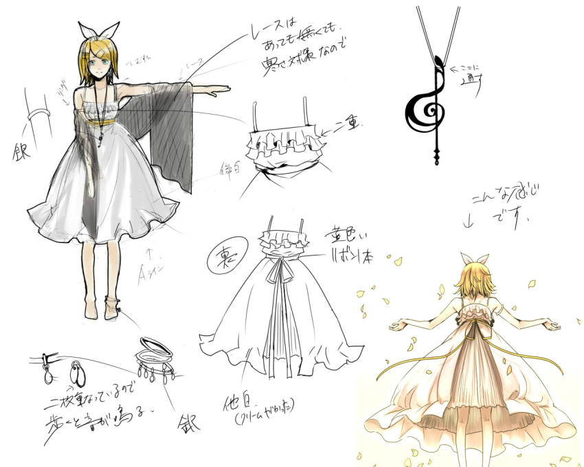 anklet, blonde_hair, character_sheet, concept_art, dress, fantasy, frills, hair_bow