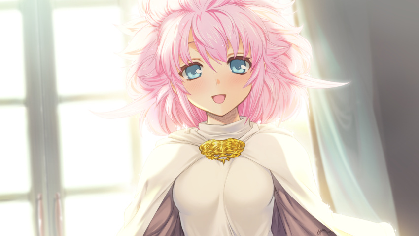 1girl, blue_eyes, blush, breasts, game_cg, looking_at_viewer, open_mouth, orion_(orionproject)