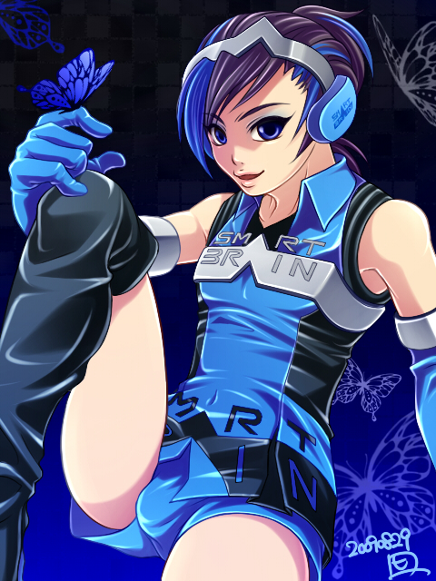 boy, butterfly, gloves, headphones, male, shorts, shota, smile