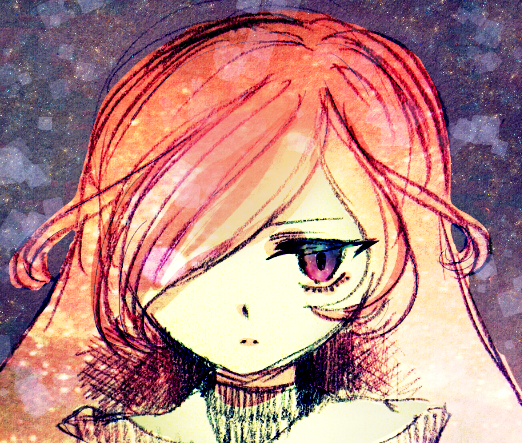 1girl, alternate_hair_color, despina_rakusu, hair_over_one_eye, inazuma_eleven_(series), inazuma_eleven_go, inazuma_eleven_go_galaxy, long_hair, orange_hair, solo, ui97, violet_eyes