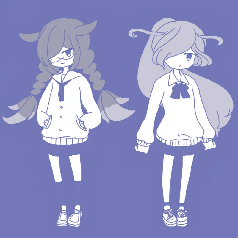 2girls, alternate_hairstyle, bespectacled, despina_rakusu, glasses, hair_over_one_eye, inazuma_eleven_(series), inazuma_eleven_go