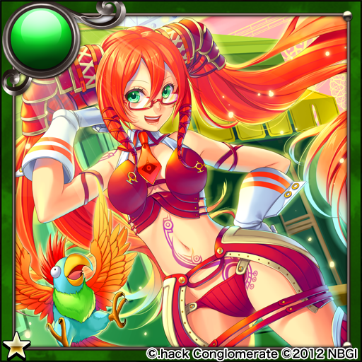 .hack//, .hack//g.u., 1girl, 2012, bird, glasses, gloves, green_eyes