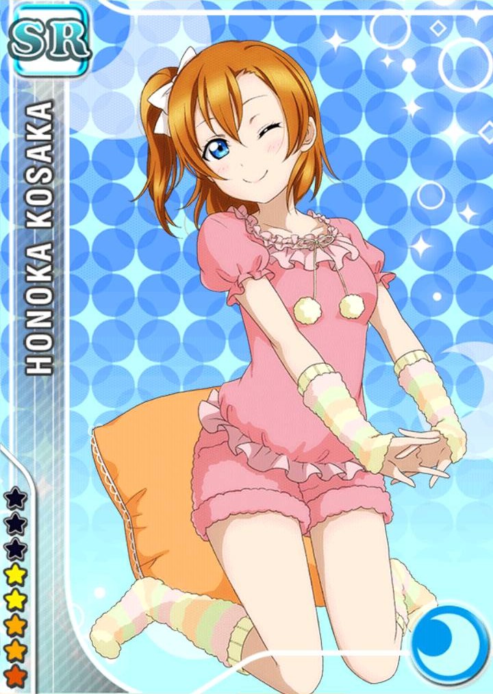 blue-eyes, character_name, dress, kousaka_honoka, love_live!_school_idol_project, orange_hair, pillow, short_haur