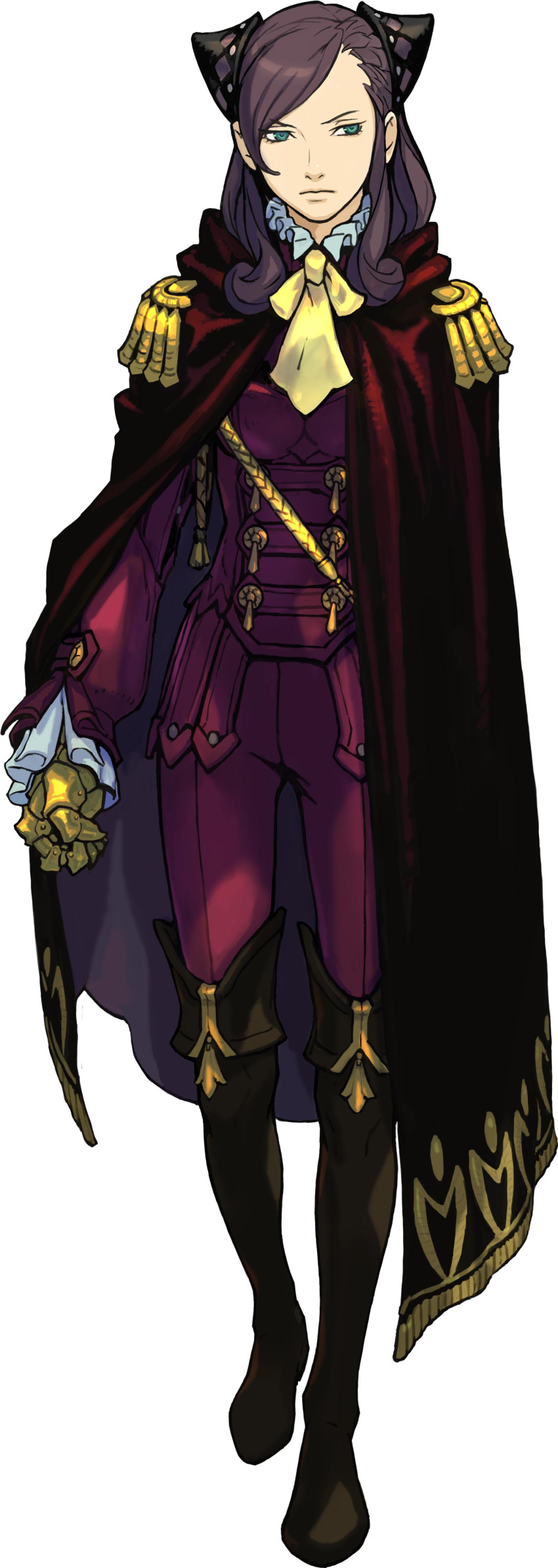 1girl, absurdres, bangs, boots, brown_eyes, cape, frills, gloves