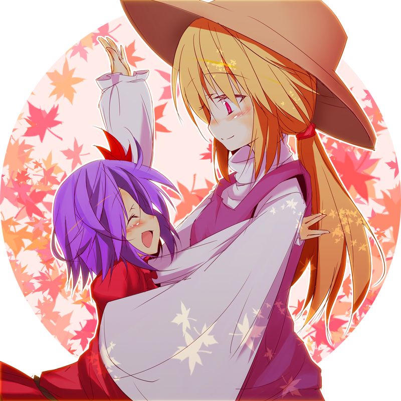 adult, blonde_hair, blush, child, happy, hat, height_difference, huei_naduki