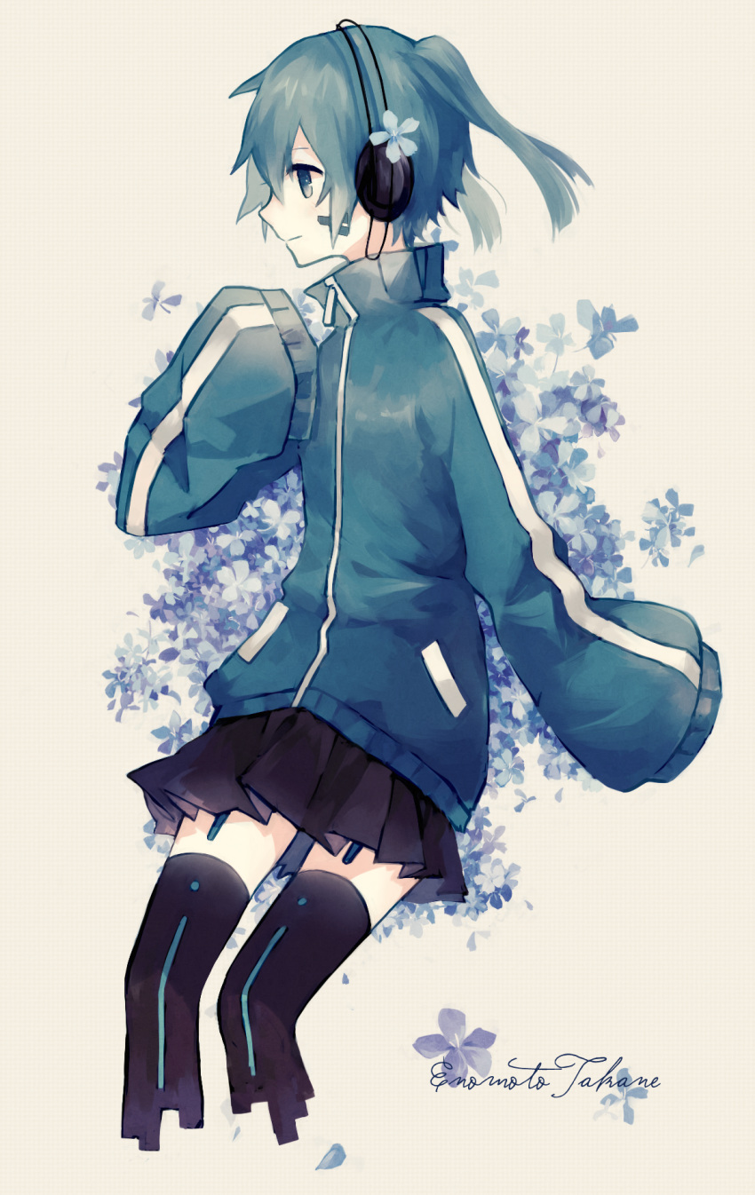 1girl, blue_eyes, blue_hair, ene_(kagerou_project), headphones, highres, kagerou_project, long_hair