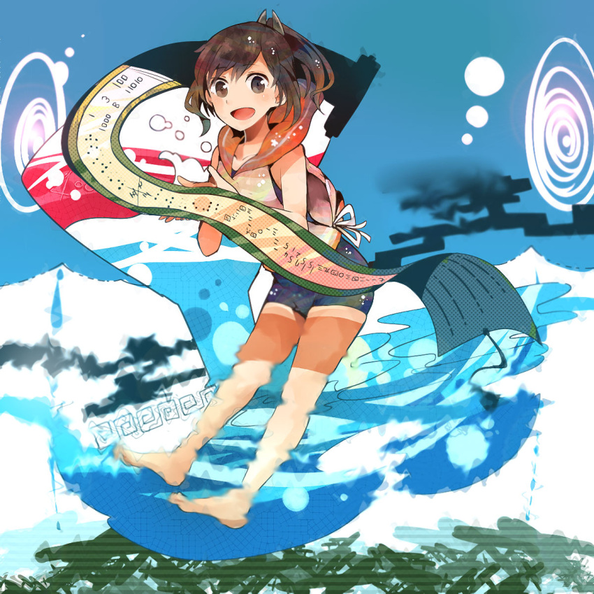1girl, bare_shoulders, blouse, brown_eyes, brown_hair, highres, i-401_(kantai_collection), itomugi-kun