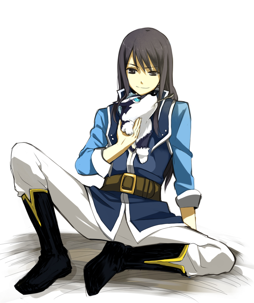 black_eyes, black_hair, blue_eyes, dog, long_hair, male, military, military_uniform