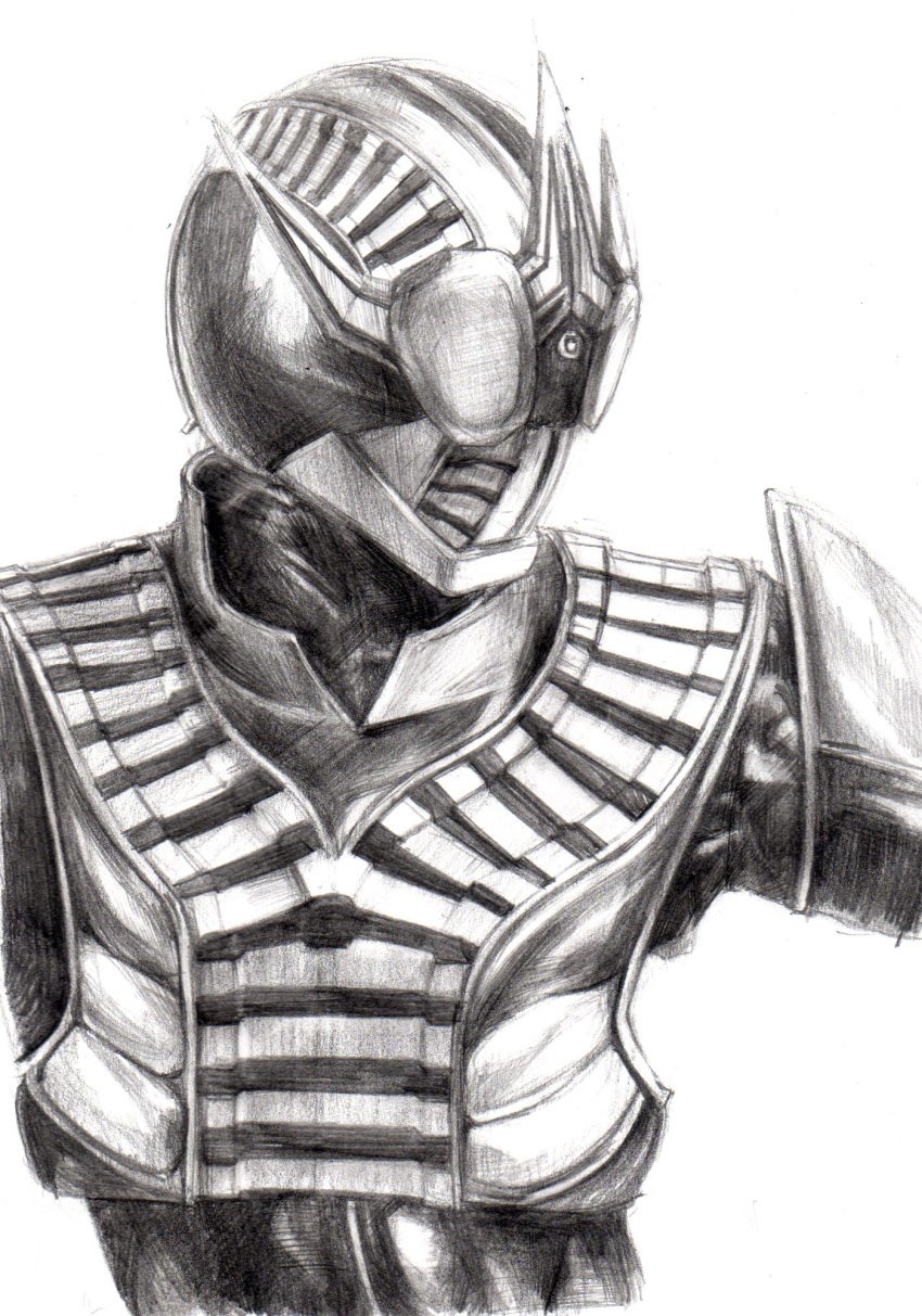 kamen_rider, kamen_rider_den-o_(series), kamen_rider_zeronos, monochrome, sakigaki, traditional_media