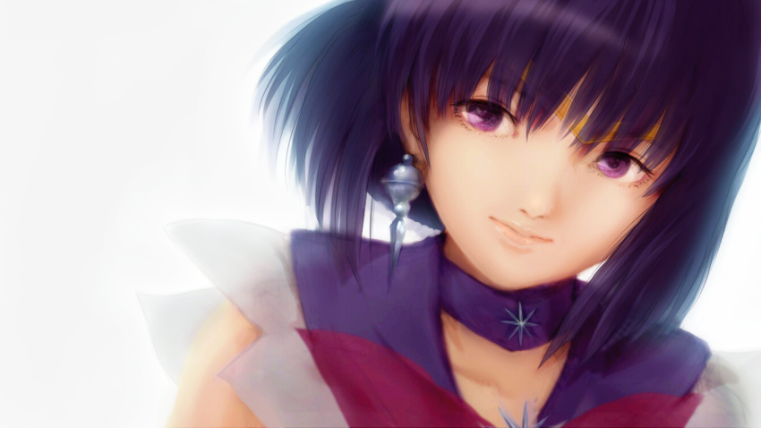 123_(tyamaguch), 1girl, bishoujo_senshi_sailor_moon, black_hair, choker, earrings, jewelry, magical_girl, sailor_collar, sailor_saturn, short_hair, solo, tomoe_hotaru, violet_eyes