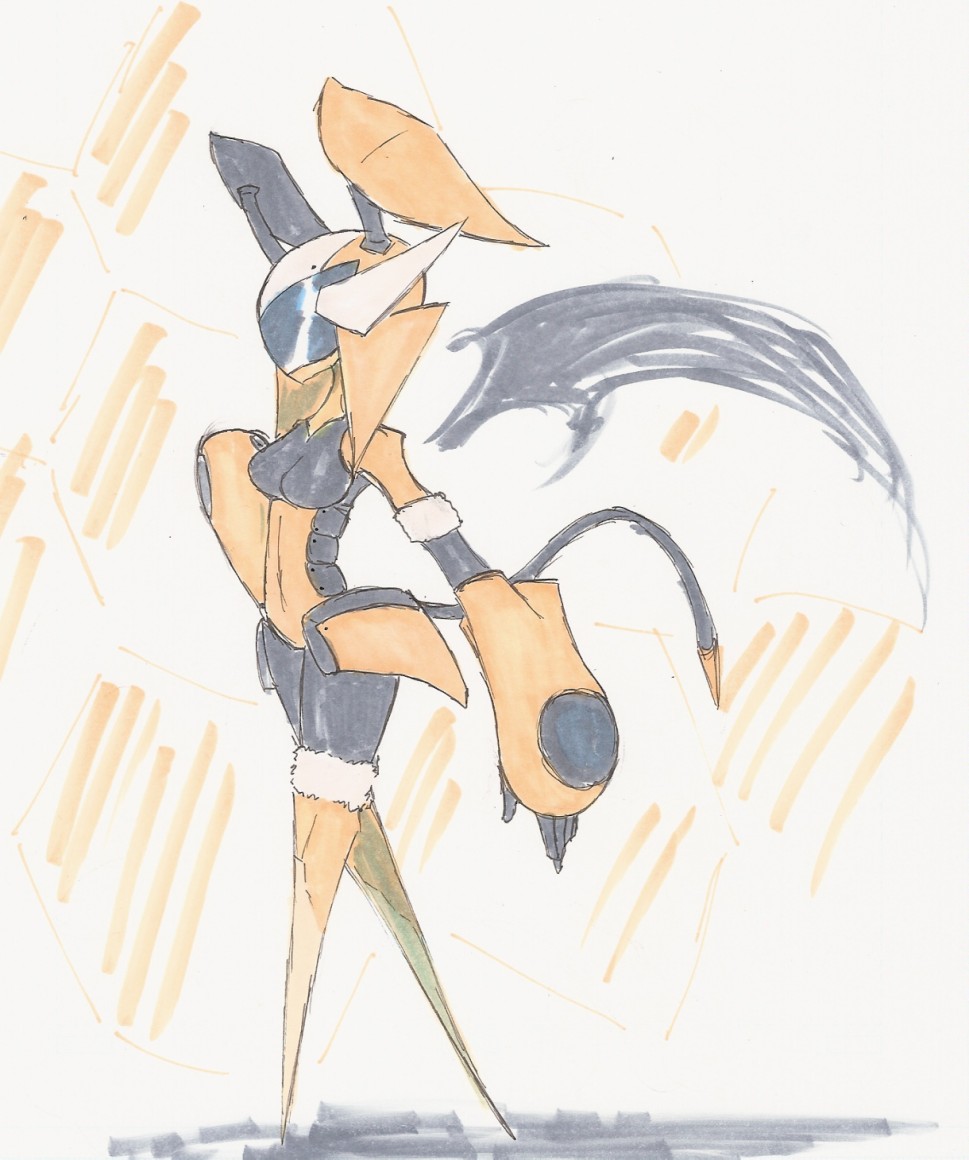 1girl, borrowed_character, faceless, marker_(medium), mitsurugi_kaoru, nise_maou_kikaizeru, no_feet, original
