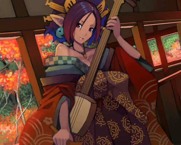 character_request, drawr, elf, esper_(saga_2), face, goe, hair_ornament, instrument