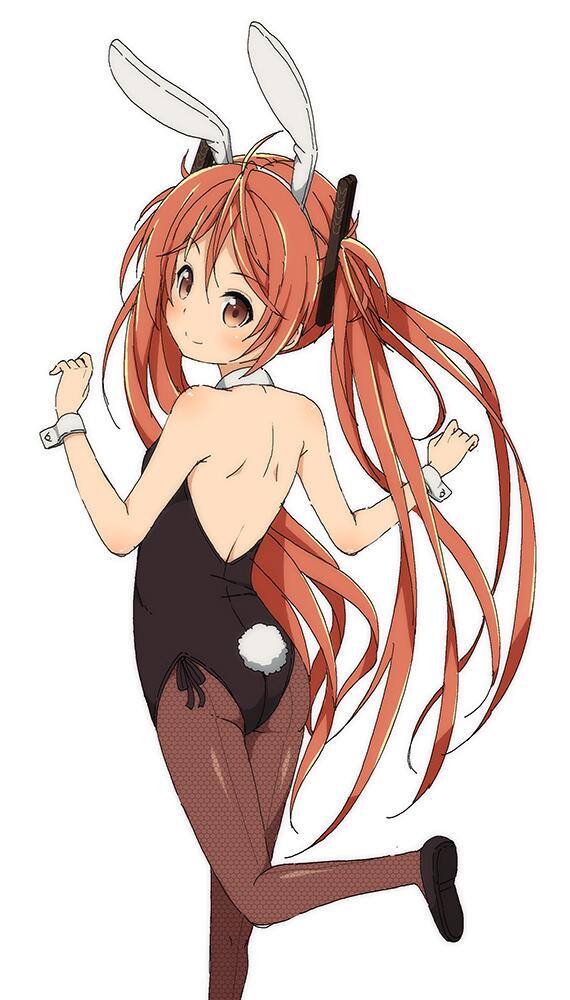 1girl, aihara_enju, animal_ears, black_bullet, blush, brown_eyes, bunnysuit, detached_collar