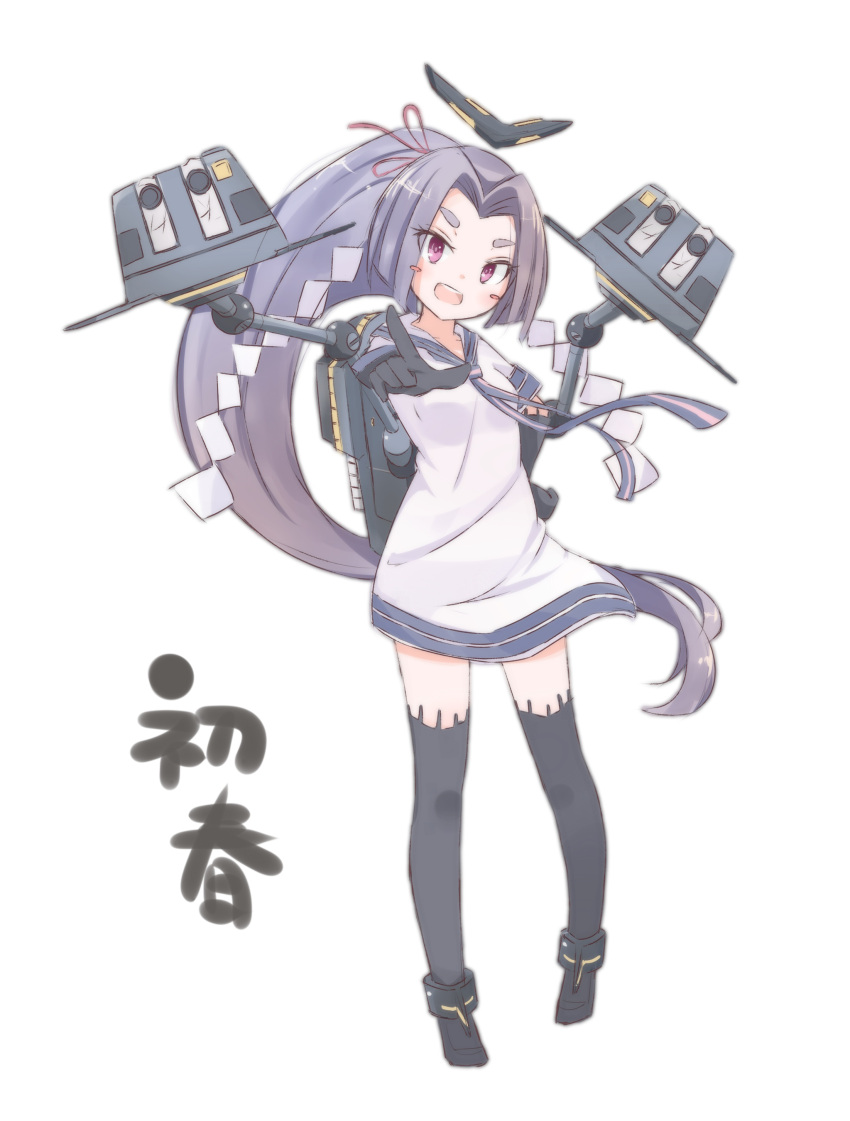 1girl, absurdres, hatsuharu_(kantai_collection), highres, kantai_collection, personification, pointing, ponytail