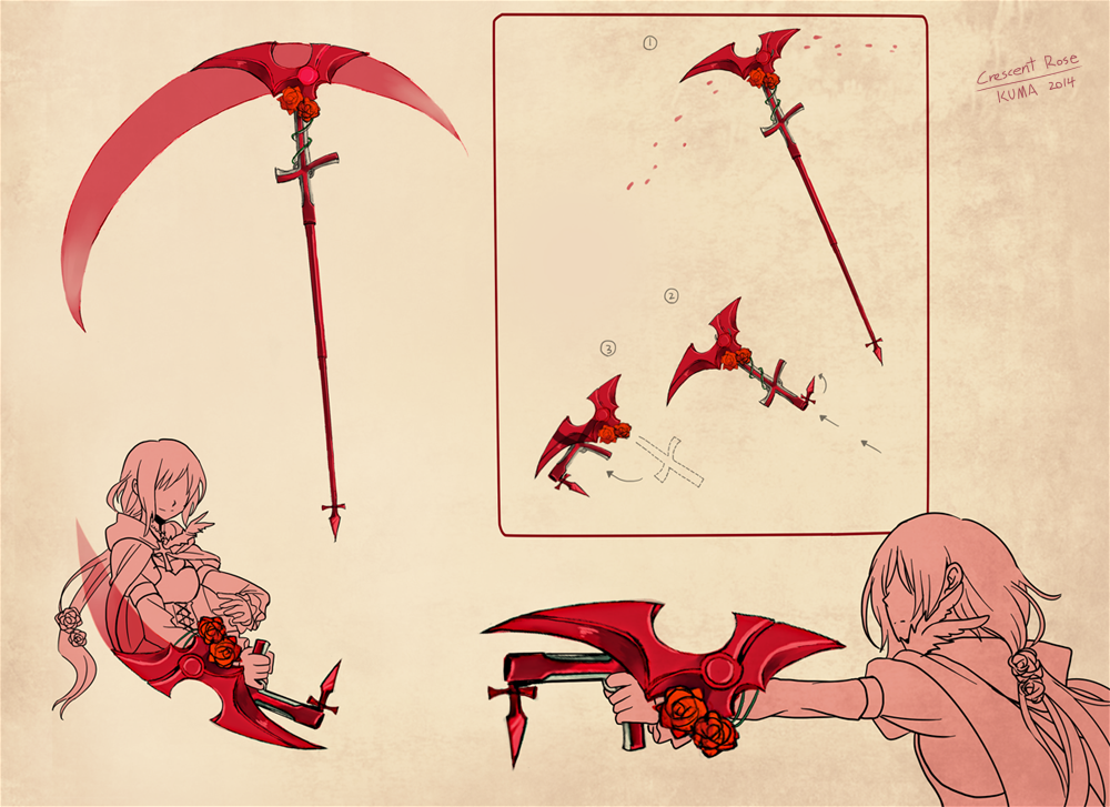 bloodycolor, gun, ruby_rose, rwby, scythe, weapon