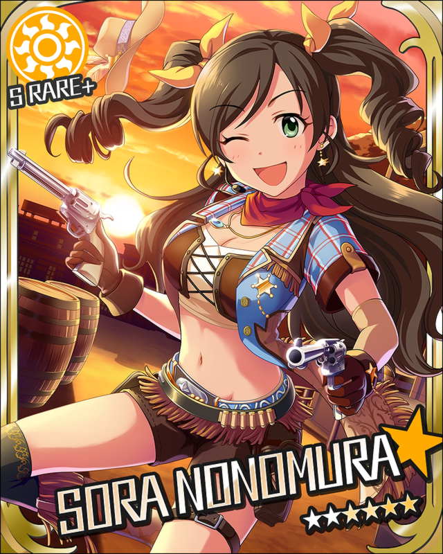brown_hair, character_name, dress, green_eyes, guns, horse_riding, idolmaster, idolmaster_cinderella_girls