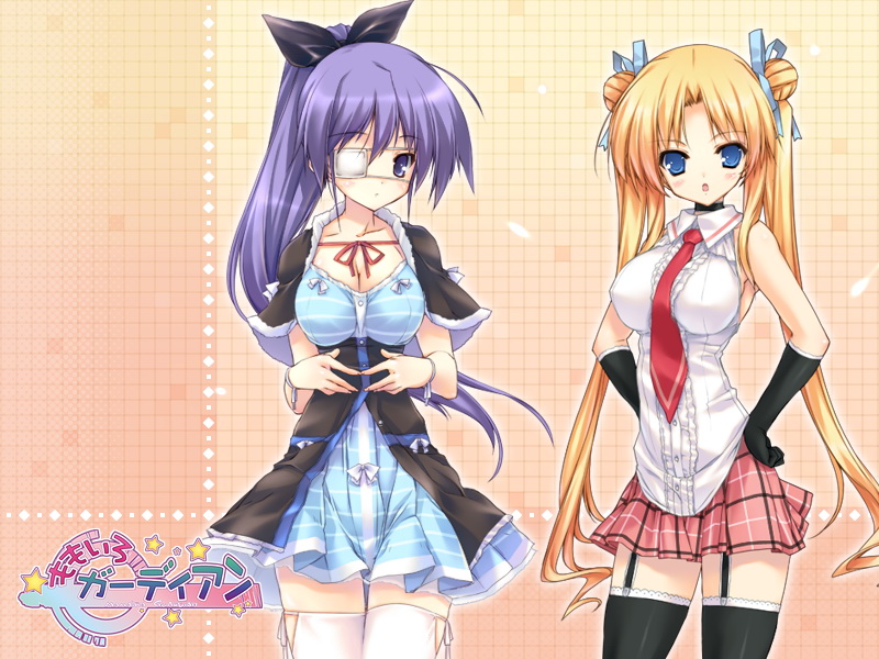 between_breasts, black_legwear, blonde_hair, blue_eyes, blush, breasts, choker, cleavage