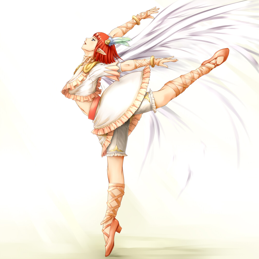 1girl, arched_back, blue_eyes, breasts, dancing, final_fantasy, final_fantasy_xi, happy