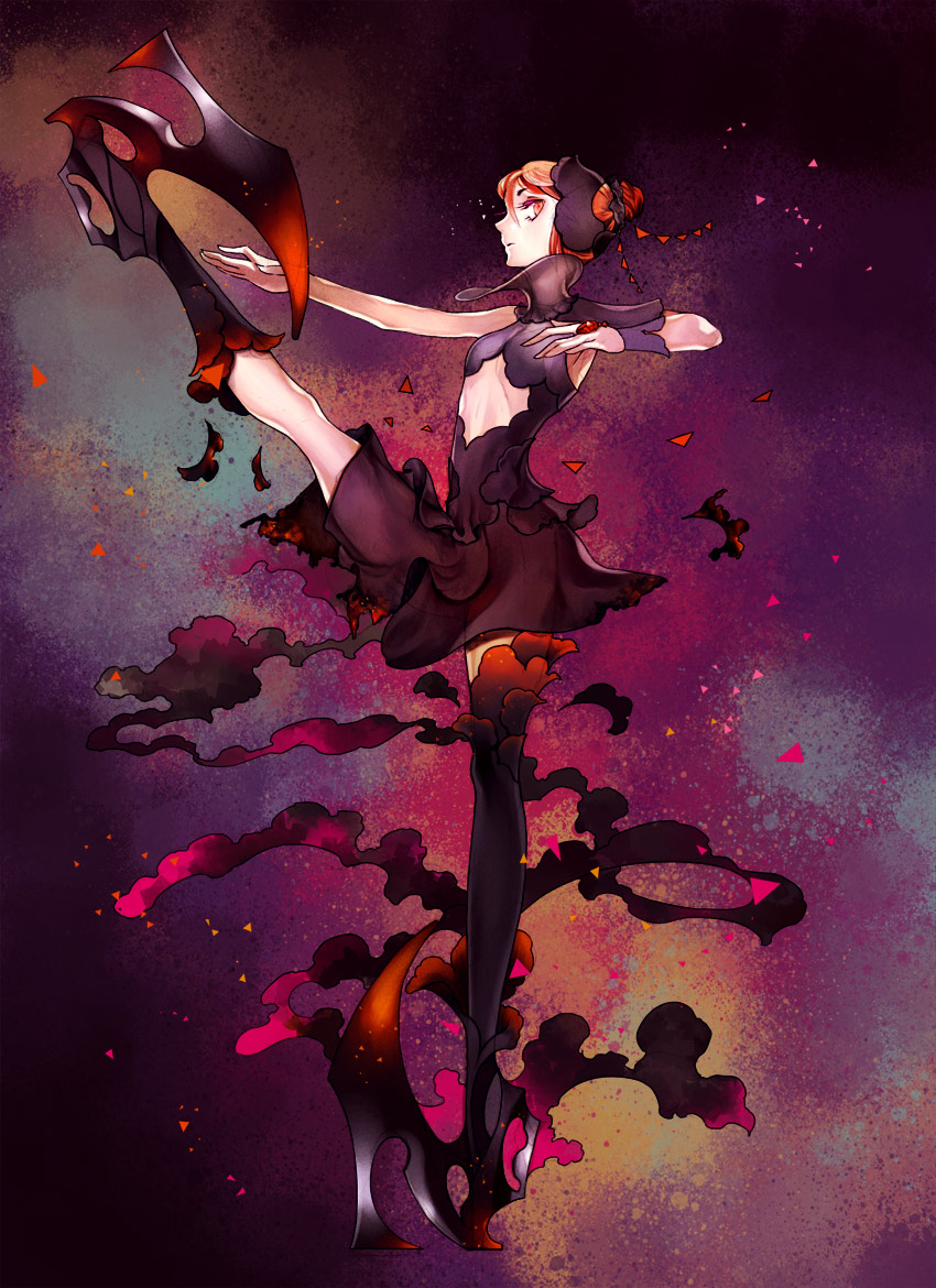 1girl, brown_eyes, brown_hair, dancer, dress, kajiwara_shikaji, one_leg_up, princess_royale