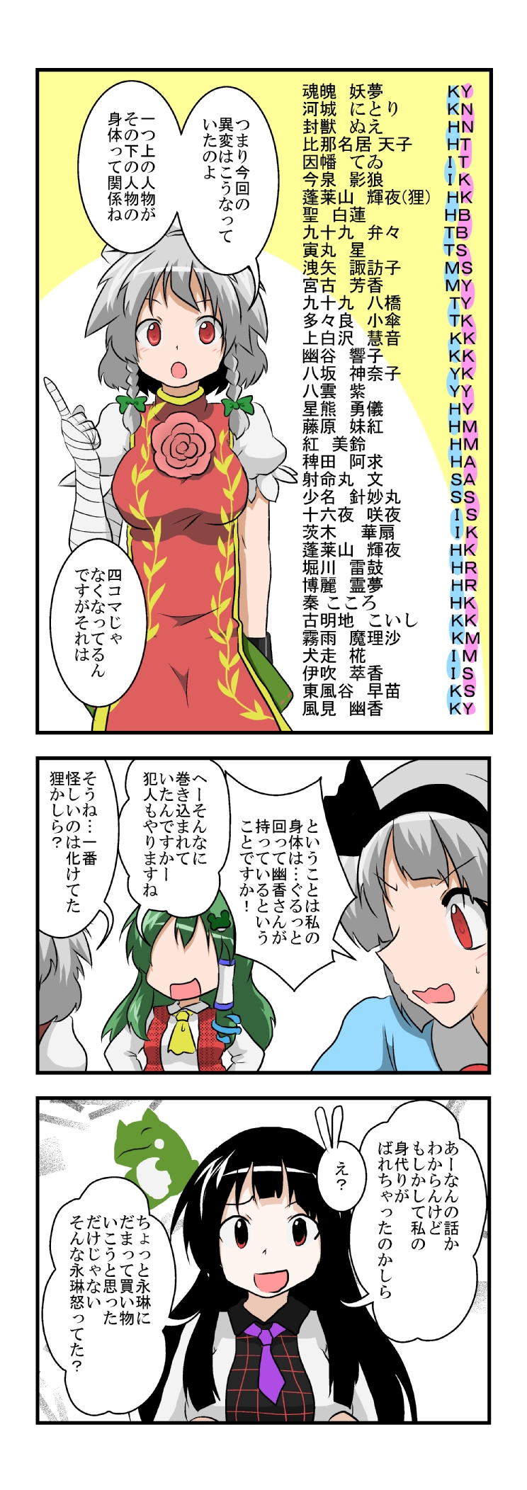 3girls, 4koma, black_hair, bow, braid, censored, chinese_clothes, comic
