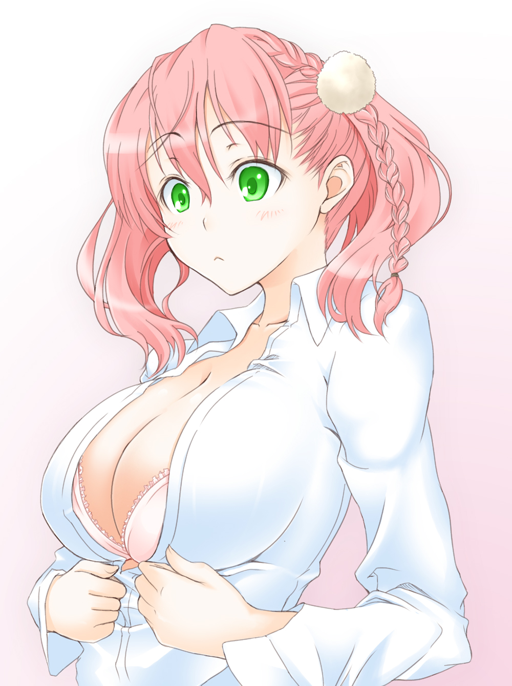 1girl, atelier_(series), atelier_escha_&amp;_logy, braid, breasts, cleavage, escha_malier, gradient