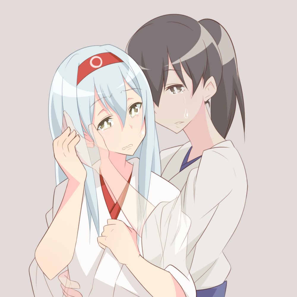 hairband, hand_on_another's_face, japanese_clothes, kaga_(kantai_collection), kantai_collection, kidolita, long_hair, multiple_girls