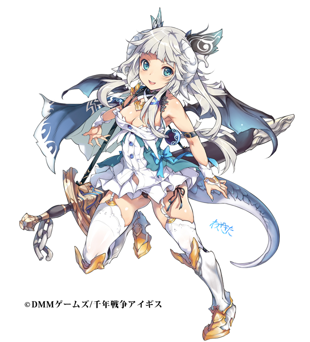 1girl, bare_shoulders, black_panties, blue_eyes, breasts, cleavage, dragon_tail, dragon_wings