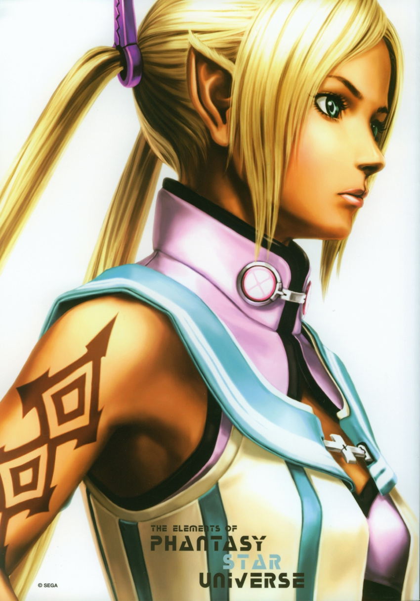 1girl, akikazu_mizuno, blonde_hair, highres, laia_martinez, phantasy_star, phantasy_star_universe, pointy_ears