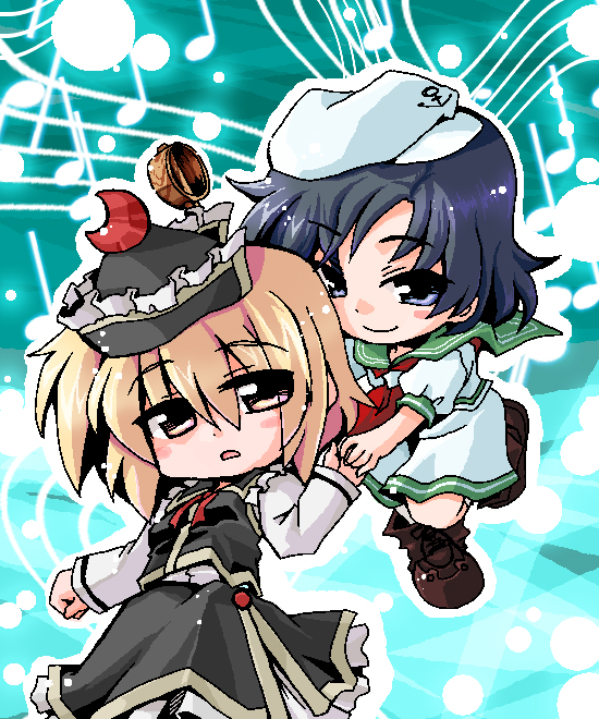 chibi, hat, kotojima_motoki, kotoshima, lunasa_prismriver, multiple_girls, murasa_minamitsu, sailor